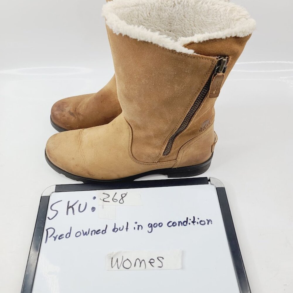 Sorel Women's Tan Emelie Foldover NL3025-224 Leather Side Zip Snow Boot Size 9 - Picture 7 of 7